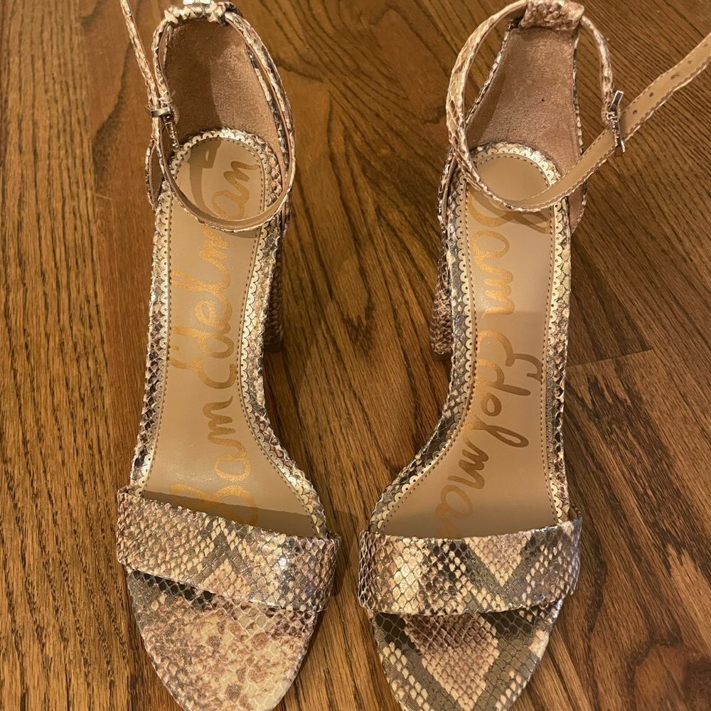 Sam Edelman Size 8.5 Brown Snakeskin Heels
